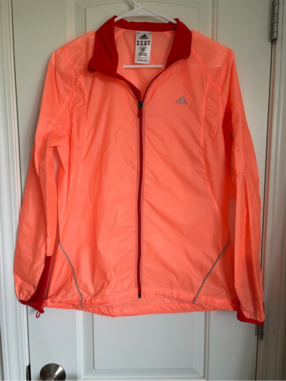 Adidas Women’s Full Zip Lightweight Wind Breaker Jacket Peach Orange - Size S